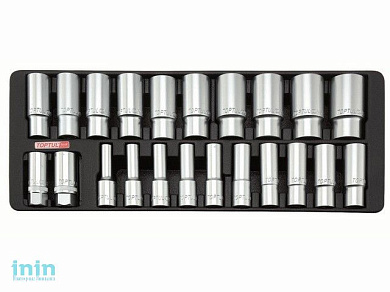 Набор-сет головок 1/2" удлин. 8-32мм 22шт. 434х176мм TOPTUL (GAAT2202)