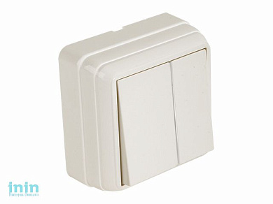 Выключатель 2-клав. (открытый) кремовый, BRON, MUTLUSAN (10 A, 250 V, IP 20)