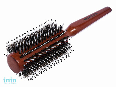 Расческа деревянная, брашинг, D-7,5х23 см, с пластиковыми зубчиками и натур. щетиной, VORTEX (ВОРТЕКС)