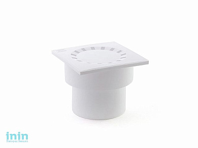 Сливной трап вертикальный D 110 решетка пласт. 150х150 мм, белый РосТурПласт (Трап пластиковый 110 вер.)