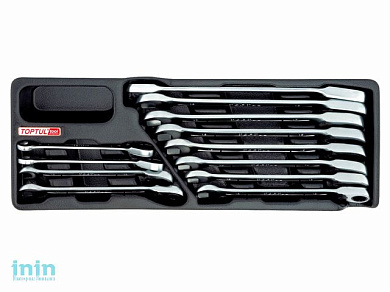 Набор-сет ключей комбинир. с перекл. трещ. 8-19мм 12шт. 136х364мм TOPTUL (GAAT1205)