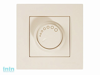 Выключатель поворотный с подсветкой (диммер) (скрытый, винт. зажим, 600Вт) кремовый, RITA, MUTLUSAN (220VAC, 60 - 600VA,  50 Hz, IP20)