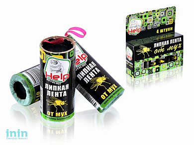 Липкая лента от МУХ, 4 шт., HELP (Проверенная поколениями, самая эффективная и безопасная)