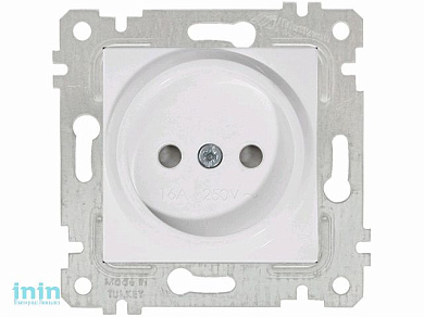 Розетка 1-ая (скрытая, без рамки, б/з, шторки) белая, RITA, MUTLUSAN (16 A, 250 V, IP 20)