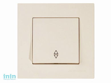 Выключатель проходной 1-клав. (скрытый, пруж. зажим) кремовый, RITA, MUTLUSAN (10 A, 250 V, IP 20)