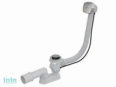 Сифон для ванны автомат комплект металл с квадратной накладкой, Alcaplast (Сифон для ванны AlcaPlast A553K)