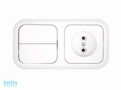 Блок выкл. 2 клав. + розетка (скрытая, б/з) белая, Гармония, BYLECTRICA (Выключатель двухклавишный + розетка скрытой установки Гарантийный срок:24 мес