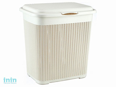 Корзина для белья ВЯЗАНИЕ 40л (белый) (IDEA)