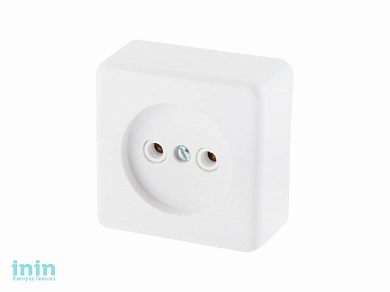 Розетка 1-ая (открытая, б/з) белая, Эконом, Юпитер (РА16-019) (ЮПИТЕР)