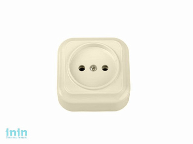 Розетка 1-ая (открытая, б/з) бежевая, Вариант, BYLECTRICA (штепсельная для открытой установки Гарантийный срок:24 месяца)