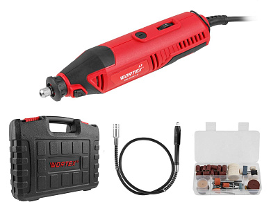 Гравер электрический WORTEX LX MG 3214-1 E в чем.+аксессуары 130 Вт,10000-35000 об/мин,цанги 3,0/3,2 (в чем. +100 аксесс., гибкий вал)