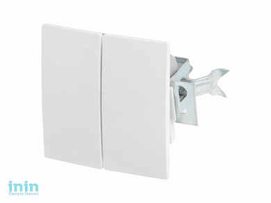 Выключатель 2 клав. (cкрытый, 6А) белый, Стандарт, Юпитер (VS 56-232-1-Б, механизм) (ЮПИТЕР)