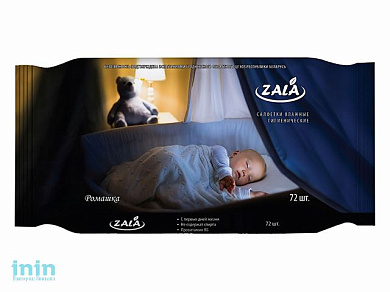 Салфетки влажные детские очищающие с ароматом Ромашка (ночь), 72 шт., ZALA JOY