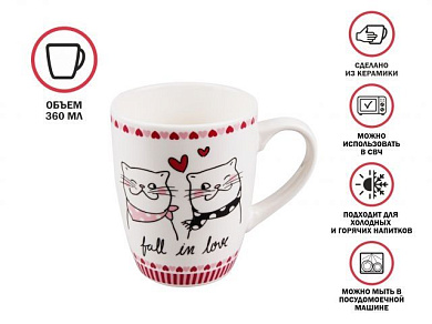 Кружка керамическая, 360 мл., LOVE KITTY-3, PERFECTO LINEA (30-063013)
