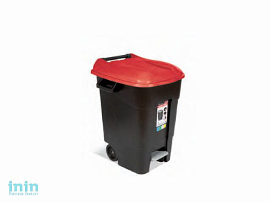 Контейнер для мусора пластик. 100л с педалью (красн. крышка) (TAYG)