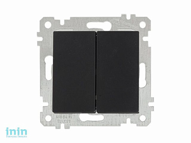 Выключатель 2-клав. (скрытый, без рамки, винт. зажим) черный, RITA, MUTLUSAN (10 A, 250 V, IP 20)