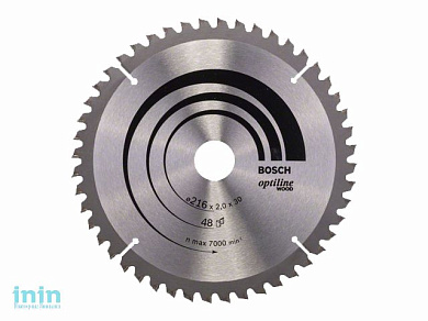Диск пильный 216х30 мм 48 зуб. по дереву OPTILINE WOOD BOSCH (твердоспл. зуб)