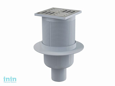 Сливной трап 105х105/50, подводка - прямая, решетка - нержавеющая сталь, гидрозатвор - мокрый, Alcap (Сливной трап 105х105/50, подводка - прямая, реше