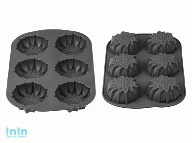 Форма для выпечки, силиконовая, прямоугольная на 6 кексов, 27.5 х 18 х 3 см,GRAPHITE, PERFECTO LINEA