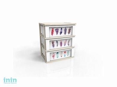 Комод Serenity 3-х секционный, слоновая кость, BEROSSI (Изделие из пластмассы. Размер 540 х 382 х 621 мм)