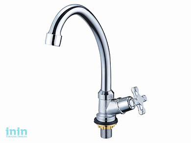 Кран водоразборный на гайке 1/2, поворотный излив JIK1-A102-A-4X (4 шт. в уп.) SOLONE (Смеситель цинковый, Гарантия 1 год) (G.LAUF)