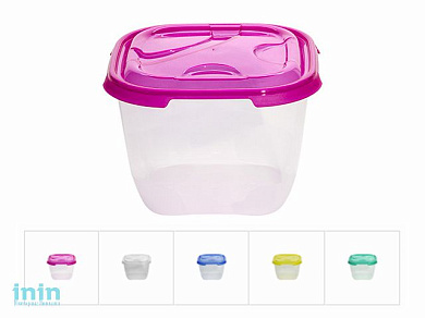 Контейнер пласт. прямоуг. 3 л, с крышкой, Frigo, DRINA (200х200х140 мм, цвета в ассортименте)