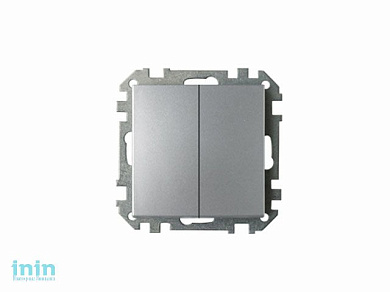 Выключатель 2 клав. (cкрытый, 10А) серебро, Стиль, Bylectrica (Выключатель  двухклавишный скрытой установки серебро Гарантийный срок:24 месяца)