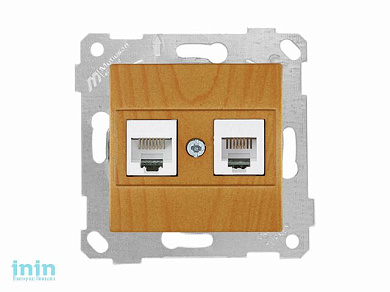 Розетка телефонная + компьютерная (RJ12+Cat5e, скрытая, без рамки) дуб, RITA, MUTLUSAN