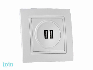 Розетка с двумя USB-разъемами (скрытая) белая, УЮТ Bylectrica (Максимальный одного гнезда 2,4 А, Суммарный выходной двух - 3,4 А. Гарантийный срок:24