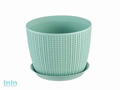 Кашпо ВЯЗАНИЕ 1,9л с поддоном (фисташковый) (IDEA)