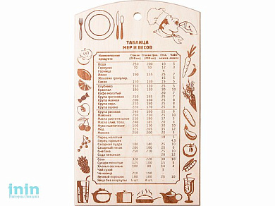 Доска разделочная,"Таблица мер и весов", 30х18,5 см, береза, MARMITON