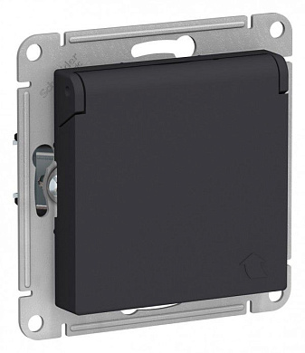 Розетка с/з со шторками с крышкой Schneider Electric Atlas Design ATN001046