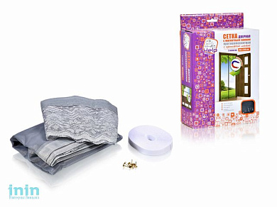 Сетка-шторка на дверь противомоскитная, с магнитным замком и крепежной лентой, 45х210 см, 2 шт. HELP