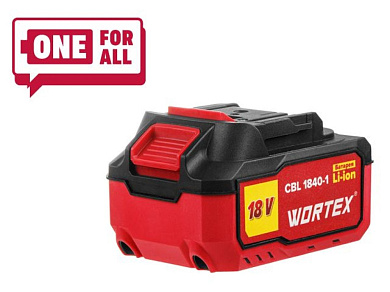 Аккумулятор WORTEX CBL 1840-1 18.0 В, 4.0 А*ч, Li-Ion ALL1 XLT (18.0 В, 4.0 А*ч, индикатор заряда, обрезиненный корпус)
