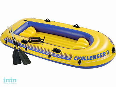 Надувная лодка трехместная Challenger 3, 295х137х43 см + весла алюмин. 122 см, насос ручной, INTEX