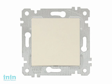 Выключатель 1-клав. двухполюсный (скрытый, без рамки, пруж. зажим) кремовый, RITA, MUTLUSAN (10 A, 250 V, IP 20)