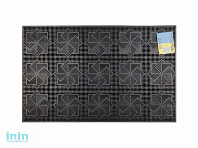 Коврик придверный 58х36,5 см, черный, с геометрическим узором, TM YPgroup (Размер 58х36,5 см. Материал: вулканизированная непористая резина.)