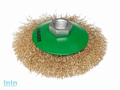 Щетка дисковая гофр.100мм/M14 ВОЛАТ (для УШМ шлифмашины болгарки М14 тарелка торцевая крацовка)