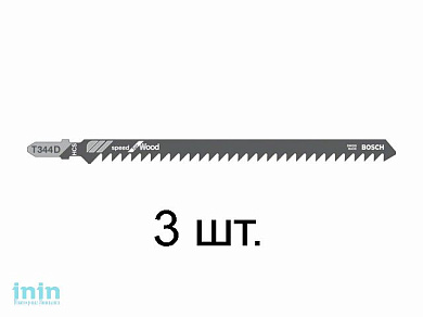 Пилка лобз. по дереву T344D (3 шт.) BOSCH (пропил прямой, грубый, быстрый рез)