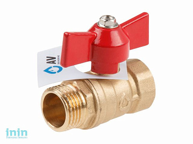 Кран шаровый стандарт 1/2" нар.-вн. бабочка PN16 AV Engineering