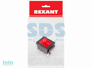 Выключатель клавишный 250V 15А (6с) ON-ON (RWB-506, SC-767) красный с подсветкой (инд.уп.) REXANT