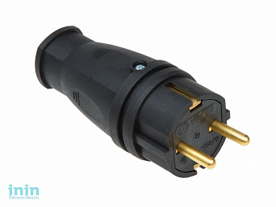 Вилка (с/з, 16А, 250В) каучук, черная Юпитер (В16-001) (ЮПИТЕР)