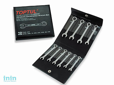 Набор ключей комбинир. миниатюрн. дюйм. 10 шт. (5/32"-7/16") TOPTUL (GBBA1001)