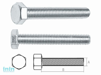 Болт М6х12 мм шестигр., цинк, кл.пр. 5.8, DIN 933 (5 кг.) STARFIX