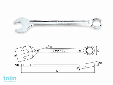 Ключ комбинированный 8мм 15° TOPTUL (AAEX0808)