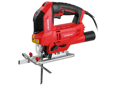 Лобзик электрический WORTEX JS 6507 LE в кор. 650 Вт, 500-3000 ход/мин, пропил до 65 мм (Быстрозажимной патрон, маятниковый ход, рег. об., лазер, подсветка, литая платформа, сдув опилок)