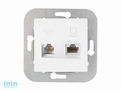 Розетка 2-ая комби телефонная+компьютерная (скрытая) белая, Уют, Bylectrica (Розетка  ТРК-002 Гарантийный срок:24 месяца)