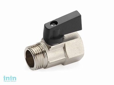 Кран шаровый MINI 1/2" нар.-вн. черная ручка General Fittings