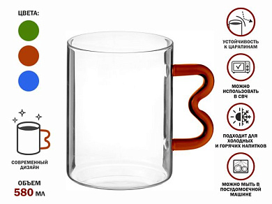 Кружка стеклянная, 580 мл, серия Jelly, PERFECTO LINEA (30-400011)