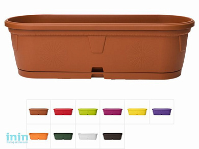 Ящик балконный для цветов Gerber (Гербера) 50x15 см с поддоном, DRINA (цвета в ассортименте)